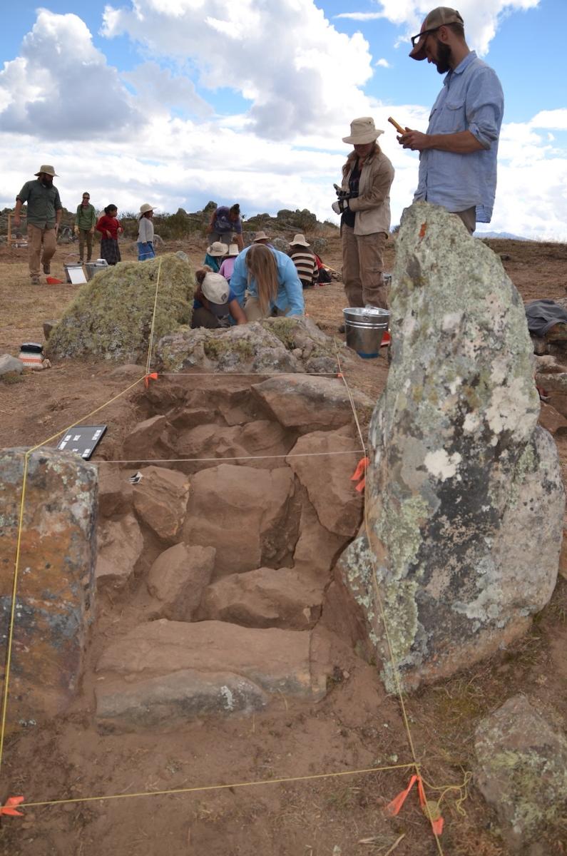UNH anthropology researcher Alex Garcia-Putnam oversees an excavation in the Andes